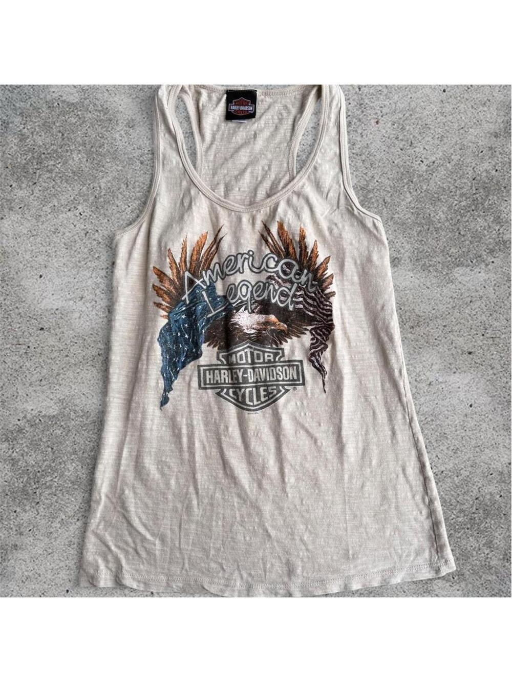 Harley Davidson beige graphic tank